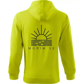 Pánská mikina Ikona - mořím se - Mikina s kapucí na zip trendy zipper - L ( Limetková )