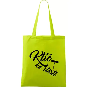 Klíč ke štěstí vývrtka jednoduchá - Taška bavlněná - 42 x 38 cm ( Limetková )