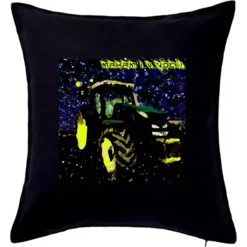 Polštář Traktorista - makám i v noci - Polštář 50x50 - 50x50 - Pouze potah ( Černá )