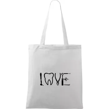 Love zubař - Taška bavlněná - 42 x 38 cm ( Bílá )