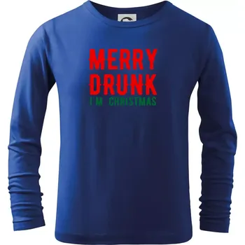 Chlapecké tričko Merry Drunk I'm Christmas - Triko dětské Long Sleeve - 122 cm/6 let ( Královská modrá )