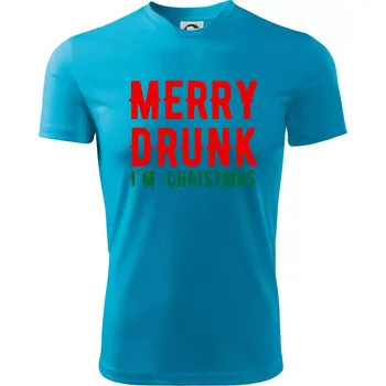 Merry Drunk I'm Christmas - Dětské triko sportovní (dresovina) - 158 cm/12 let ( Světlý tyrkys )