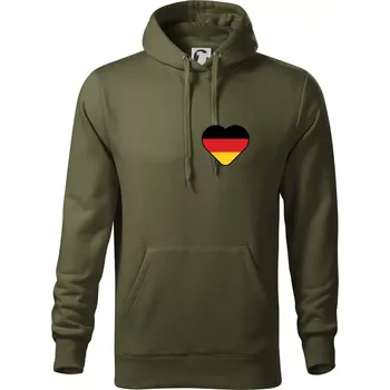 Pánská mikina Germany love malé - Německá vlajka - Mikina pánská Cape s kapucí - 4XL ( Military )