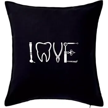 Polštář Love zubař - Polštář 50x50 - 50x50 - Pouze potah ( Černá )