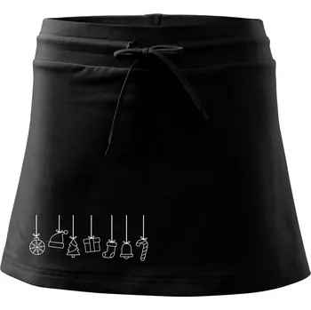 Dámská sukně Rodinná vánoční trička - Vánoční ozdoby na provázku - Sportovní sukně - two in one - XL ( Černá )