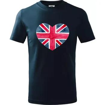 Chlapecké tričko Britské srdce malované - Tričko dětské bavlněné - 146 cm/10 let ( Námořní modrá (velmi tmavá - téměř černá) )