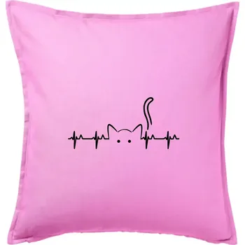 Polštář Kočka EKG - Polštář 50x50 - 50x50 - Pouze potah ( Růžová )