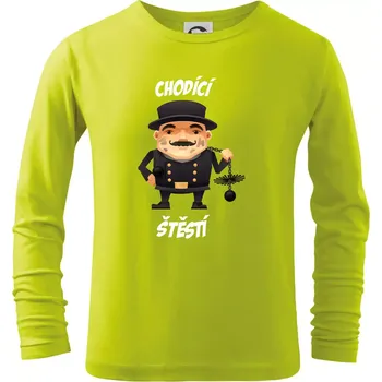Dětská móda Kominík chodící štěstí - Triko dětské Long Sleeve - 146 cm/10 let ( Limetková )