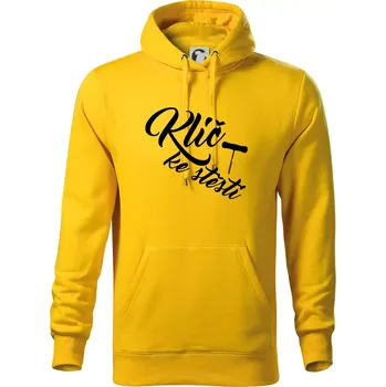 Pánská mikina Klíč ke štěstí vývrtka jednoduchá - Mikina pánská Cape s kapucí - 5XL ( Žlutá )