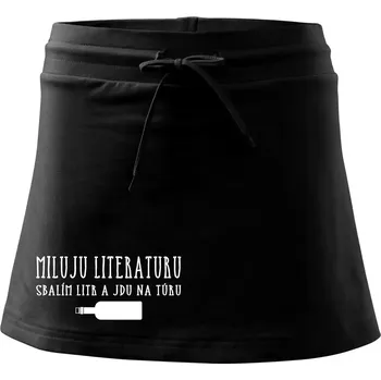 Dámská sukně Miluju literaturu - Sportovní sukně - two in one - XL ( Černá )