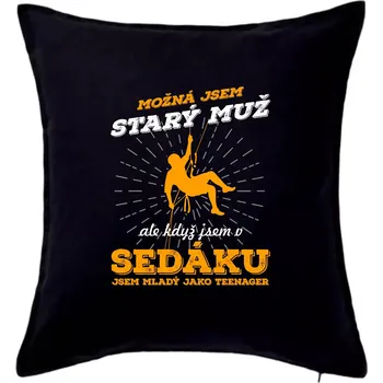 Polštář Horolezec - možná jsem starý muž - Polštář 50x50 - 50x50 - Pouze potah ( Černá )