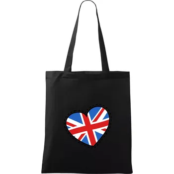 Británie srdce velké - Taška bavlněná - 42 x 38 cm ( Černá )