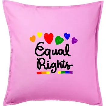 Polštář Equal Rights - srdíčka - Polštář 50x50 - 50x50 - Pouze potah ( Růžová )