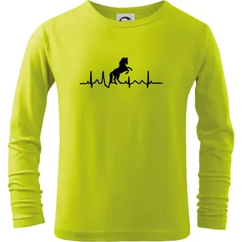 Dětská móda Ekg kůň ikona - Triko dětské Long Sleeve - 122 cm/6 let ( Limetková )