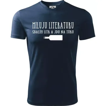 Chlapecké tričko Miluju literaturu - Dětské triko sportovní (dresovina) - 146 cm/10 let ( Námořní modrá (velmi tmavá - téměř černá) )