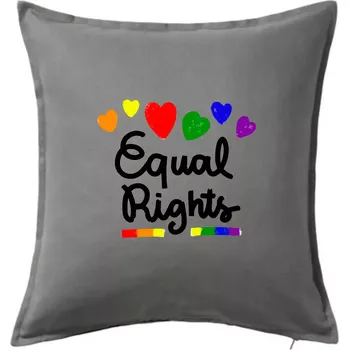 Polštář Equal Rights - srdíčka - Polštář 50x50 - 50x50 - Pouze potah ( Tmavě šedý melír )