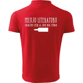 Pánská košile Miluju literaturu - Polokošile pánská Pique Polo 203 - 2XL ( Červená )