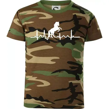 Chlapecké tričko Ekg kůň ikona - Dětské maskáčové triko - 122 cm/6 let ( Hnědý maskáč )