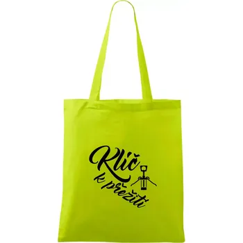 Vývrtka mechanická - Klíč k přežití - Taška bavlněná - 42 x 38 cm ( Limetková )