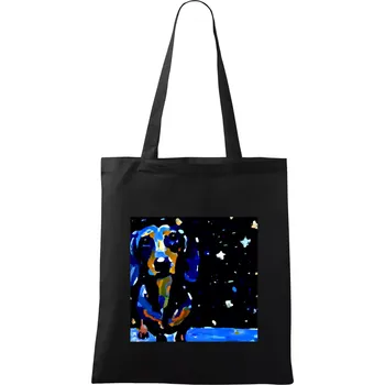 Jezevčík a noční obloha - olejová malba - Taška bavlněná - 42 x 38 cm ( Černá )