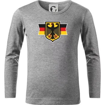 Chlapecké tričko Německá orlice a vlajka - Triko dětské Long Sleeve - 122 cm/6 let ( Tmavě šedý melír )