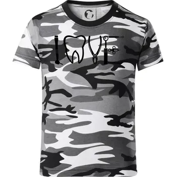 Chlapecké tričko Love zubař - Dětské maskáčové triko - 134 cm/8 let ( Šedý maskáč )