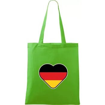 Nákupní taška Germany love velké - Německá vlajka - Taška bavlněná - 42 x 38 cm ( Apple Green )