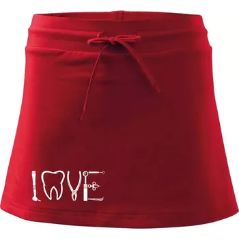 Dámská sukně Love zubař - Sportovní sukně - two in one - XS ( Červená )