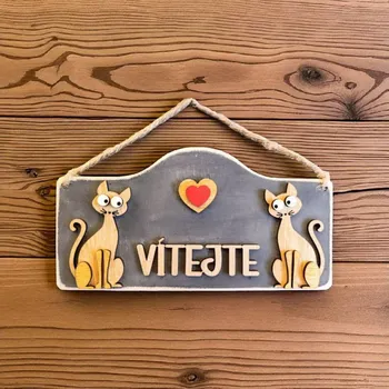 Dekorace z Řečice Cedulka dřevěná Vítejte