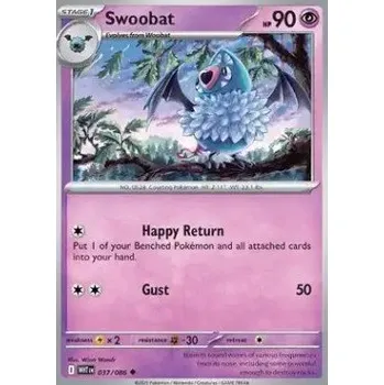 Sběratelská karetní hra Pokémon WHT 037/086 Swoobat - White Flare Stav: Near Mint, Verze: REVERSE HOLO
