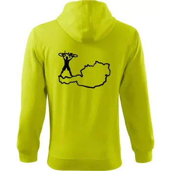 Pánská mikina Cyklista - Mapa Rakouska - Mikina s kapucí na zip trendy zipper - S ( Limetková )