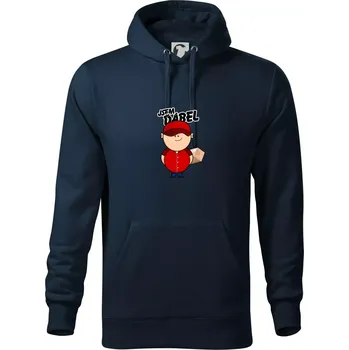 Pánská mikina Jsem ďábel doručovatel červený - Mikina pánská Cape s kapucí - 4XL ( Námořní modrá (velmi tmavá - téměř černá) )