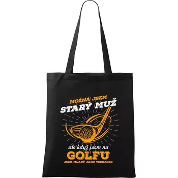 Golfista - možná jsem starý muž - Taška bavlněná - 42 x 38 cm ( Černá )