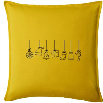 Polštář Rodinná vánoční trička - Vánoční ozdoby na provázku - Polštář 50x50 - 50x50 - Pouze potah ( Žlutá )
