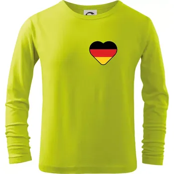 Dětská móda Germany love malé - Německá vlajka - Triko dětské Long Sleeve - 158 cm/12 let ( Limetková )