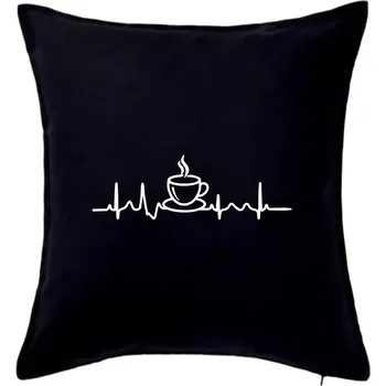 Polštář EKG hrnek kávy - Polštář 50x50 - 50x50 - Pouze potah ( Černá )