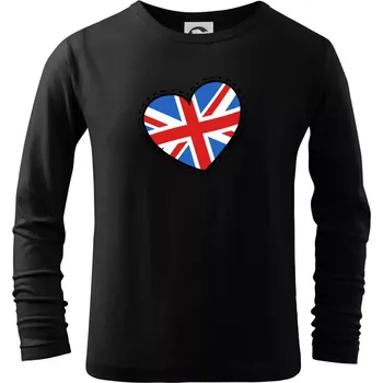 Chlapecké tričko Británie srdce velké - Triko dětské Long Sleeve - 122 cm/6 let ( Černá )