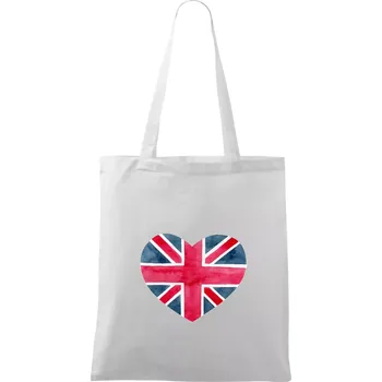 Britské srdce malované - Taška bavlněná - 42 x 38 cm ( Bílá )