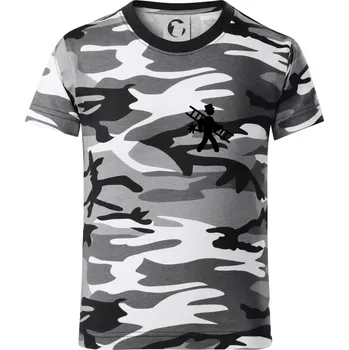 Chlapecké tričko Kominík logo prso - Dětské maskáčové triko - 146 cm/10 let ( Šedý maskáč )