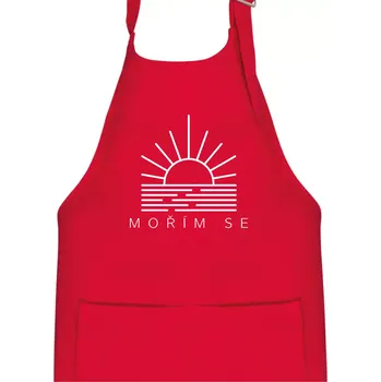 Kuchyňská zástěra Ikona - mořím se - Dětská zástěra na vaření - Univerzální velikost ( Červená )