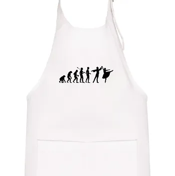 Kuchyňská zástěra Evoluce tanec - muž a žena se sukní - Dětská zástěra na vaření - Univerzální velikost ( Bílá )
