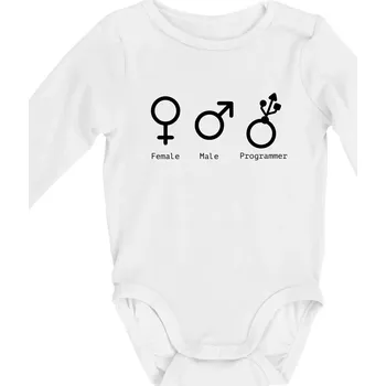 Female male programmer - Body kojenecké s dlouhým rukávem - Dlouhý r. do 3 měs ( Bílá )
