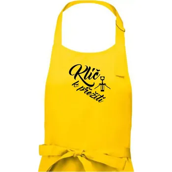 Kuchyňská zástěra Vývrtka mechanická - Klíč k přežití - Pánská zástěra na vaření - Univerzální velikost ( Žlutá )