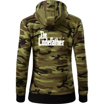 Dámská mikina The codefather - Dámská mikina trendy zipper s kapucí - XS ( Zelený maskáč )