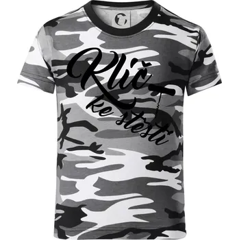 Chlapecké tričko Klíč ke štěstí vývrtka jednoduchá - Dětské maskáčové triko - 134 cm/8 let ( Šedý maskáč )