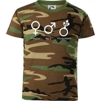 Chlapecké tričko Female male programmer - Dětské maskáčové triko - 146 cm/10 let ( Hnědý maskáč )