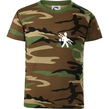 Chlapecké tričko Kominík logo prso - Dětské maskáčové triko - 122 cm/6 let ( Hnědý maskáč )