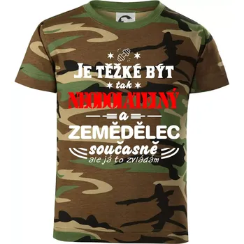 Chlapecké tričko Je těžké být neodolatelný zemědělec - Dětské maskáčové triko - 134 cm/8 let ( Hnědý maskáč )