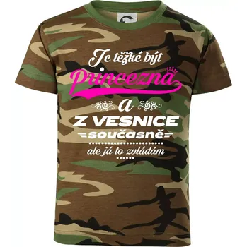 Je těžké být princezna z vesnice - Dětské maskáčové triko - 146 cm/10 let ( Hnědý maskáč )