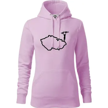Dámská mikina Cyklistka - Mapa ČR - Mikina dámská Cape s kapucí - S ( Orchid )